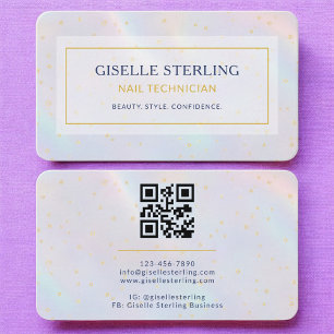 Carte De Visite Code QR holographique pour technicien en onglerie