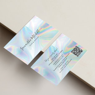 Carte De Visite Code QR holographique Salon de beauté artisanal