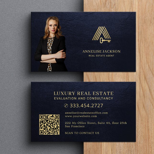 Carte De Visite Code QR immobilier logo photo de clé de maison en  (Créateur téléchargé)