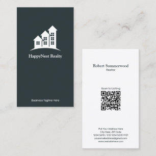 Carte De Visite Code QR immobilier minimaliste moderne vertical