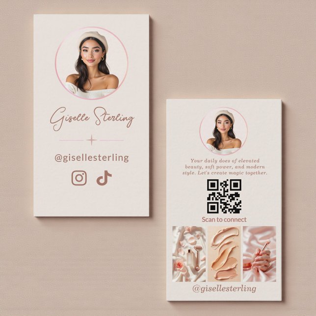 Carte De Visite Code QR Influenceur de médias sociaux Luxe Moderne (Créateur téléchargé)
