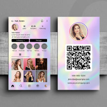Code QR Instagram de coiffeur holographique élégan