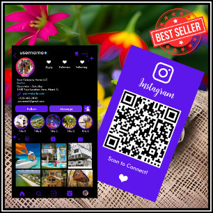 Carte De Visite Code QR Instagram de l'agent immobilier Violet Viv