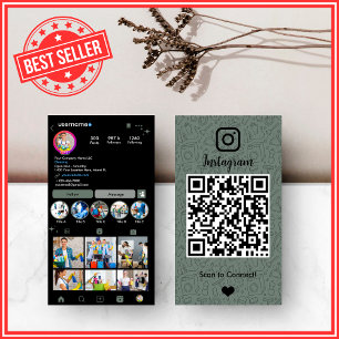 Carte De Visite Code QR Instagram de l'entretien de la maison Vert