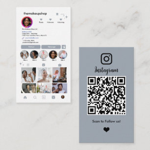 Carte De Visite Code QR Instagram Média Social Bleu Poussiéreux
