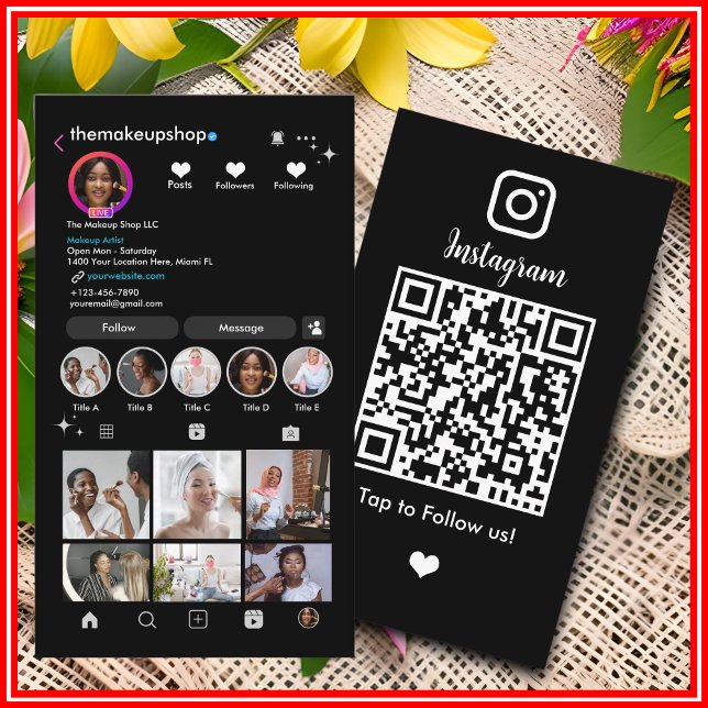 Carte De Visite CODE QR Instagram noir (Créateur téléchargé)