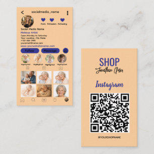 Carte De Visite Code QR Instagram pour Entreprises   Grille de Pho