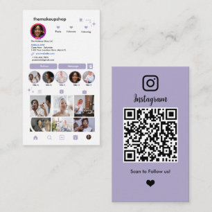 Carte De Visite Code QR Instagram Réseaux Sociaux Lavande