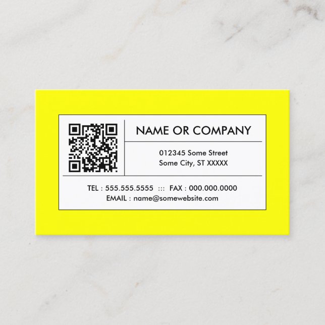 Carte De Visite code QR jaune (Devant)