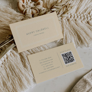 Carte De Visite Code QR jaune beurre neutre simple AVERY
