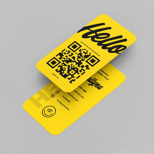 CARTE DE VISITE CODE QR JAUNE DE L'HELLO MODERNE MONOGRAM LOGO (MODERN HELLO MONOGRAM LOGO YELLOW QR CODE BUSINESS CARD
)