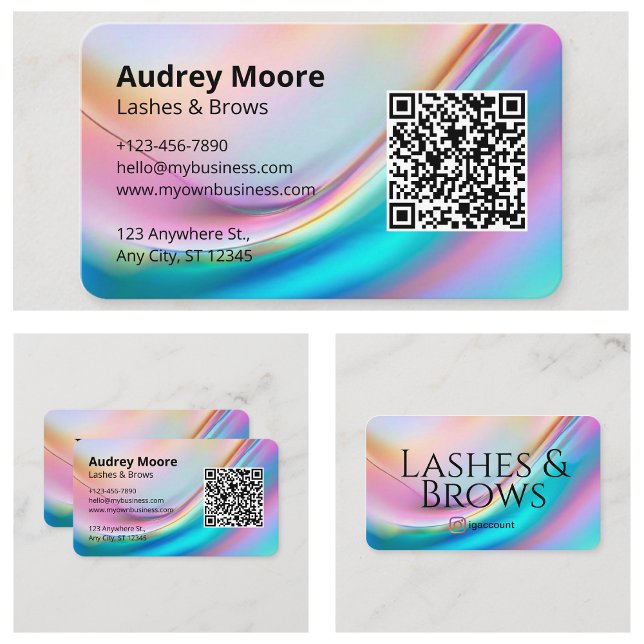 Carte De Visite Code QR Lash Brows Minimalisme Moderne (QR Code Lash Brows Modern Minimalist Business Card
)