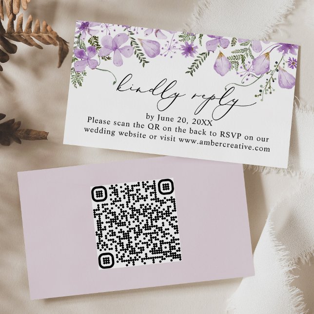Carte De Visite Code QR Lavender Wedding RSVP Enclôture Card (Créateur téléchargé)