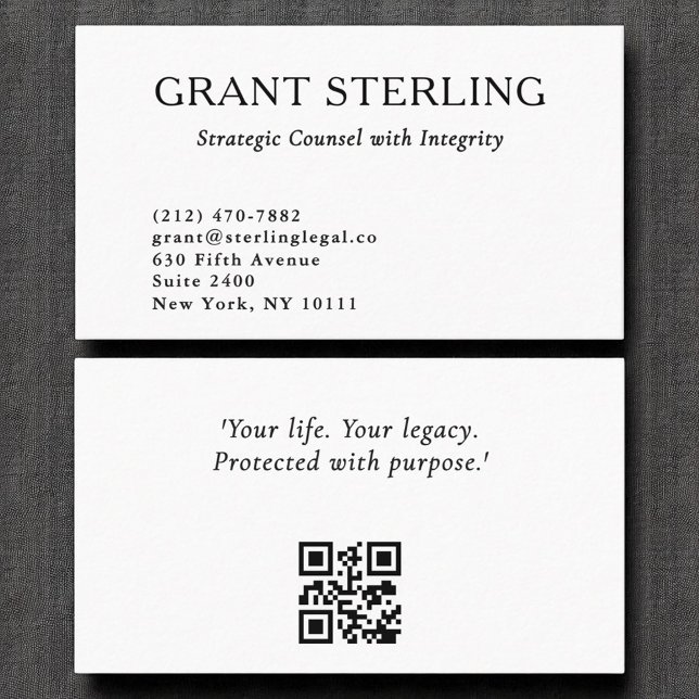 Carte De Visite Code QR légal minimum noir blanc (Créateur téléchargé)