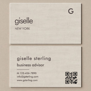 Carte De Visite Code QR lin Monogramme Minimaliste