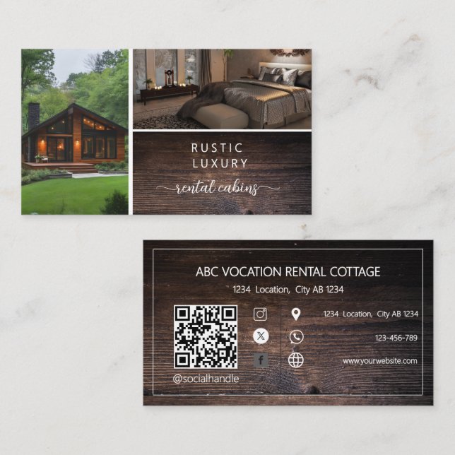 Carte De Visite Code QR Location de vacances Maison d'hôtes Rustiq (Devant / Derrière)