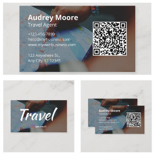 Carte De Visite Code QR Logo Agent de Voyage