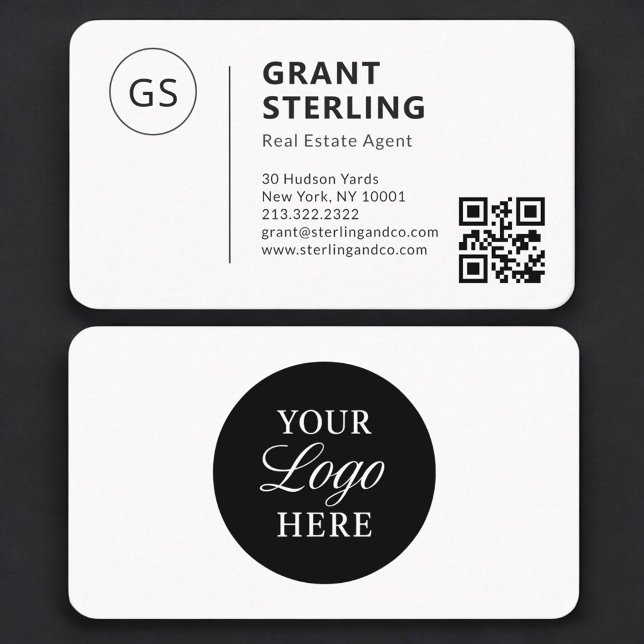 Carte De Visite Code QR Logo Agent Immobilier Professionnel (Créateur téléchargé)