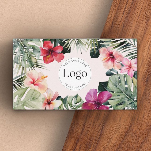 Carte De Visite Code QR Logo Botanique Fleur Tropicale (Close up)