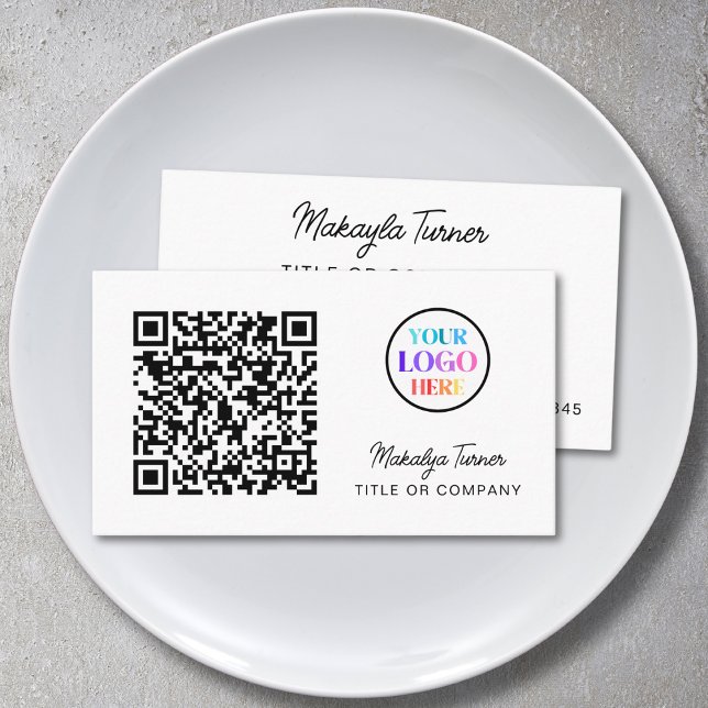 Carte De Visite Code QR Logo Commercial Moderne Professionnel (Créateur téléchargé)
