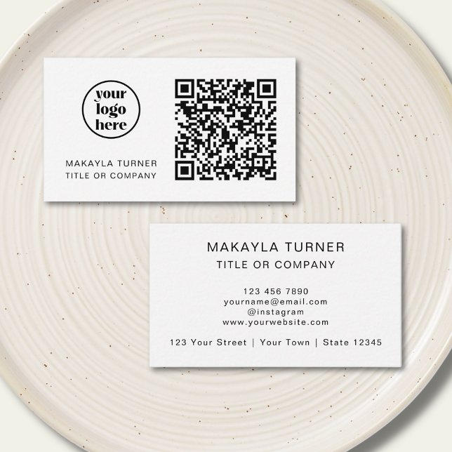 Carte De Visite Code QR Logo Commercial Moderne Professionnel (Créateur téléchargé)