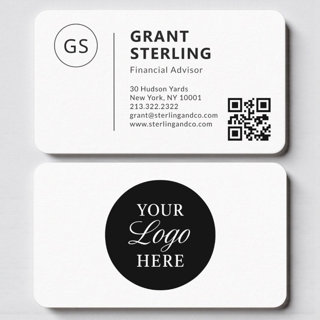 Carte De Visite Code QR Logo Conseiller Financier Professionnel  (Créateur téléchargé)