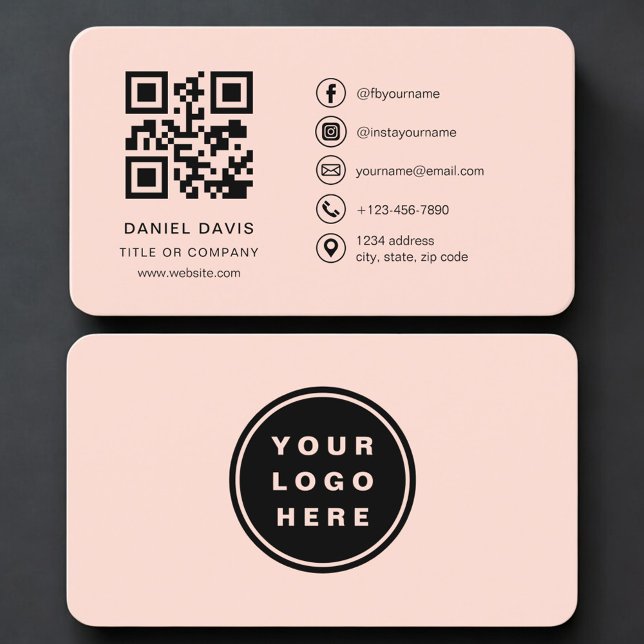 Carte De Visite Code QR Logo Corail Professionnel (Créateur téléchargé)