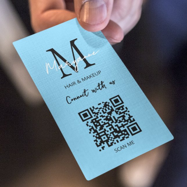 Carte De Visite Code QR - Logo d'affaires bleu clair (Créateur téléchargé)