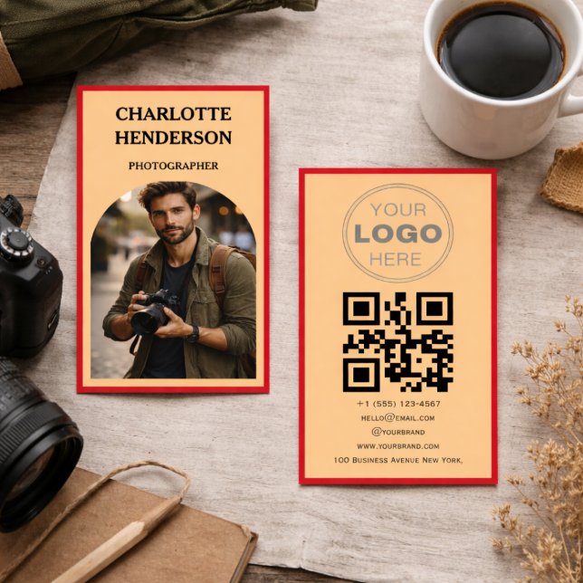 Carte De Visite Code QR Logo de révision d'entreprise personnalisé (Minimalist QR Code Professional Design Business Card)