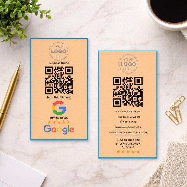 Carte De Visite Code QR Logo de révision d'entreprise personnalisé (Minimalist QR Code Professional Design Business Card)
