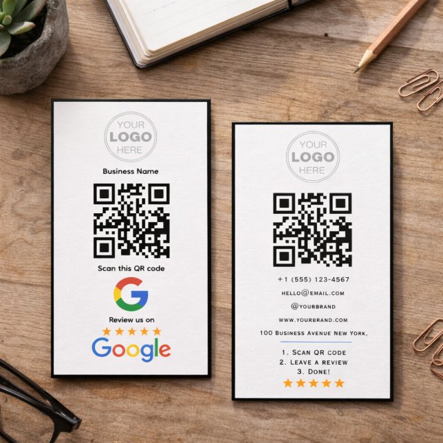 Carte De Visite Code QR Logo de révision d'entreprise personnalisé (Custom Business Review QR Code Logo Card
)