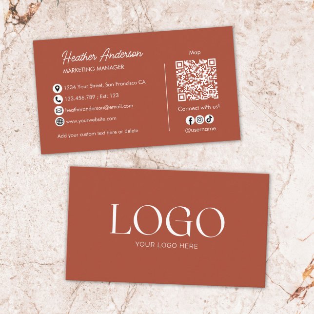 Carte De Visite Code QR Logo de Société Personnalisé Moderne Minim (Créateur téléchargé)