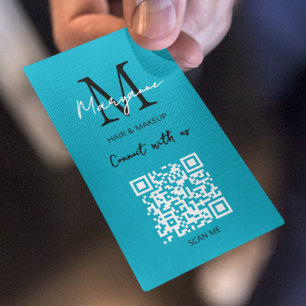 Carte De Visite Code QR Logo d'entreprise Aqua Blue