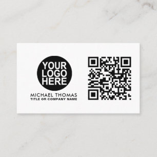 Carte De Visite Code QR Logo d'entreprise Blanc Moderne Professi