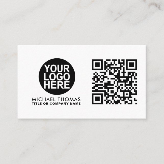 Carte De Visite Code QR Logo d'entreprise | Blanc Moderne Professi (Devant)