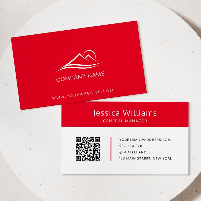 Carte De Visite Code QR Logo d'entreprise Moderne Professionnel Ro (Créateur téléchargé)