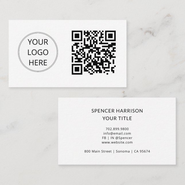 Carte De Visite Code QR Logo d'entreprise Moderne Professionnelle  (Devant / Derrière)