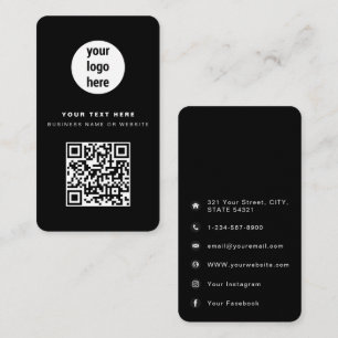 Carte De Visite Code QR Logo d'entreprise Noir Entreprise