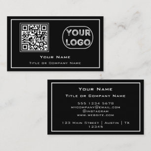 Carte De Visite Code QR Logo d'entreprise Noir minimaliste d'entre