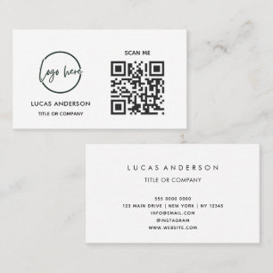 Carte De Visite Code QR Logo d'entreprise Noir Moderne Professio