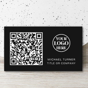 Carte De Visite Code QR Logo d'entreprise Noir Moderne Professionn