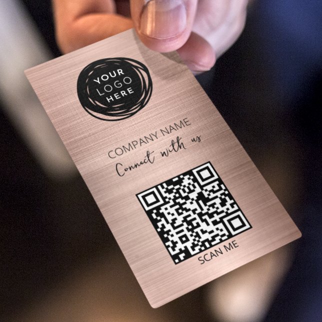 Carte De Visite Code QR - Logo d'entreprise rose pâle (Créateur téléchargé)