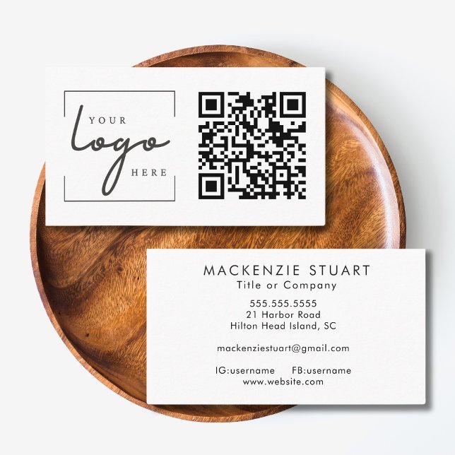 Carte De Visite Code QR Logo d'entreprise Simple Moderne Professio (Créateur téléchargé)