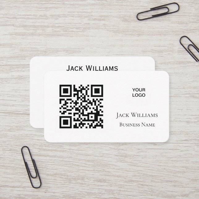 Carte De Visite Code QR Logo d'entreprise Simple Professional Mode (Devant/Arrière en situation)
