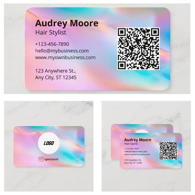 Carte De Visite Code QR Logo des Coiffeurs Salon de Coiffure (Hair Stylist Hairdressers Logo QR Code Salon Business Card
)