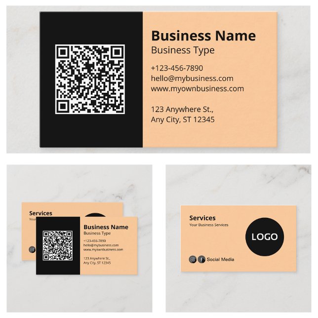 Carte De Visite Code QR Logo d'Information Commerciale Professionn (Professional Business Information Logo QR Code Business Cards)
