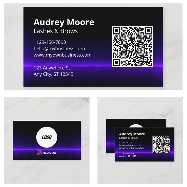 Carte De Visite Code QR Logo Elegant Eyelash (Logo Elegant Eyelash QR Code Business Card
)