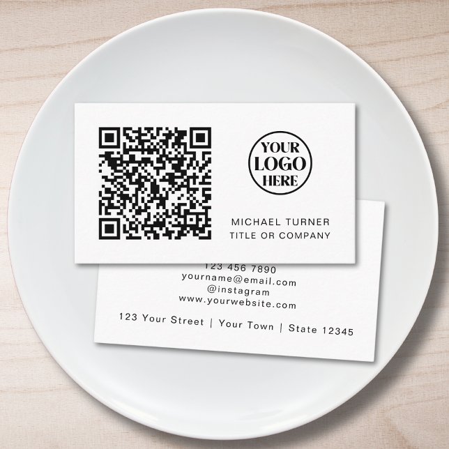 Carte De Visite Code QR Logo Entreprise Moderne Professionnel (Créateur téléchargé)