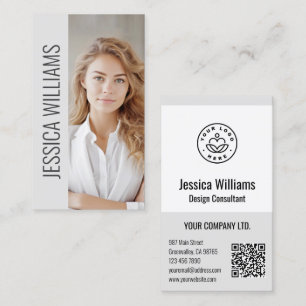 Carte De Visite Code QR Logo Entreprise Moderne Professionnel Gris