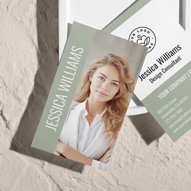 Carte De Visite Code QR Logo Entreprise Moderne Professionnel Sage (Créateur téléchargé)